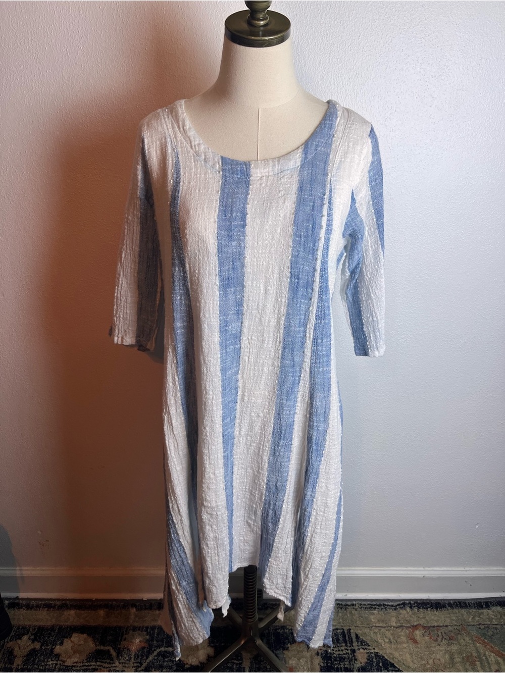 Paper Lace - Blue and White Striped Women’s Tunic Dress 100% Cotton